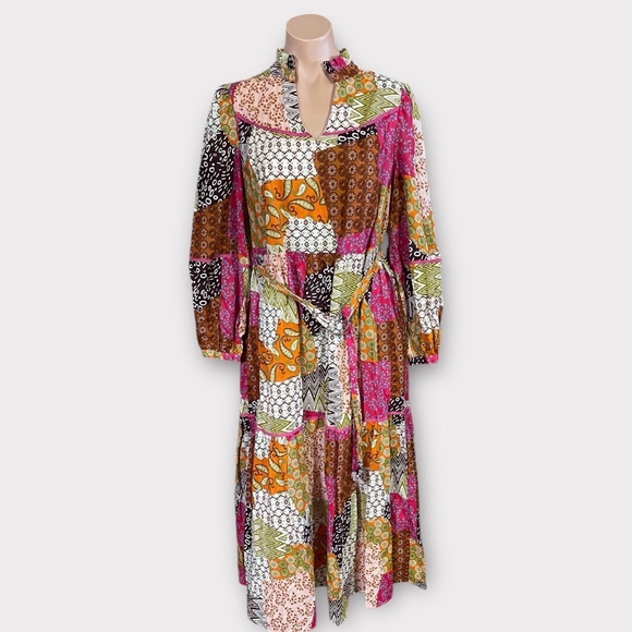 Fate Dresses & Skirts - FATE Women's Medium Happy For You Patchwork Midi Dress Fuchsia Pink Boho